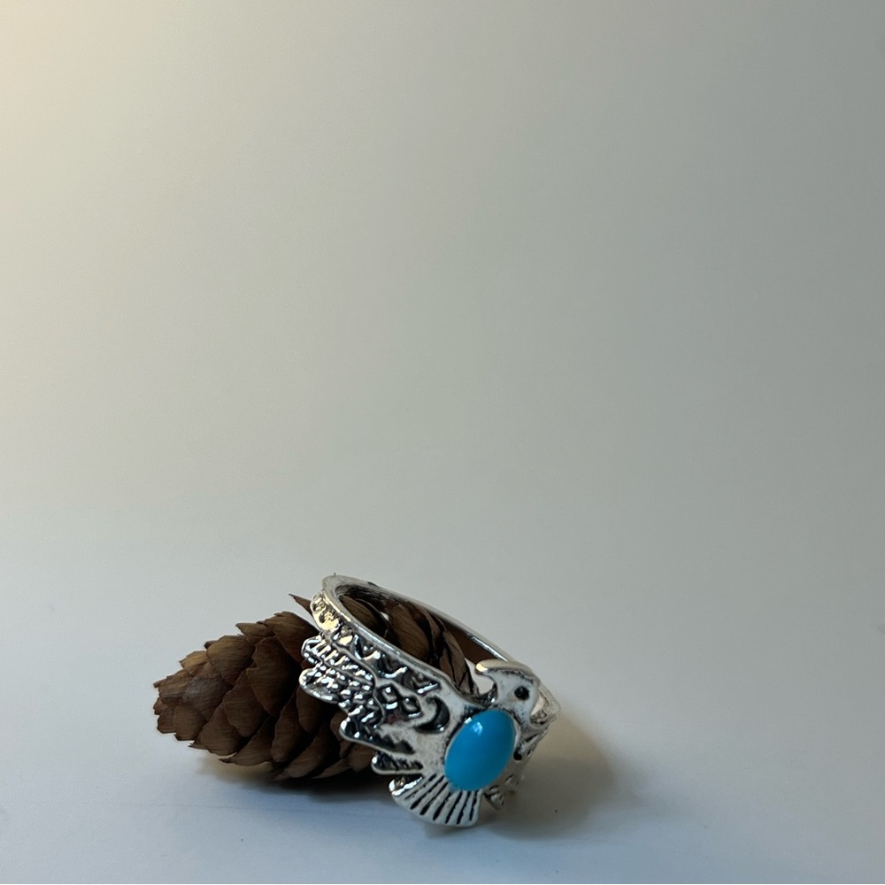 💍 : Silver Turquoise Statement Ring 🦅